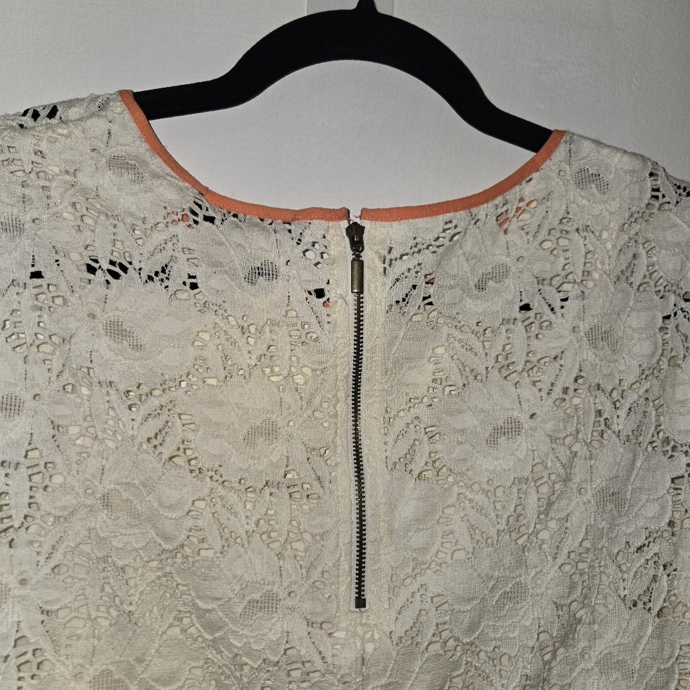 Style & Co Ivory Floral Lace Short Sleeve Top - Size S - Picture 4 of 11